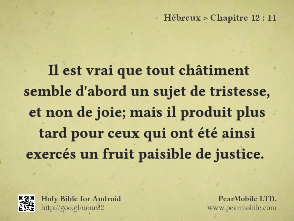 Hébreux, Chapitre 12:11
